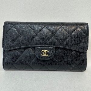 Authentic Chanel Classic Quilted Black Leather Wallet